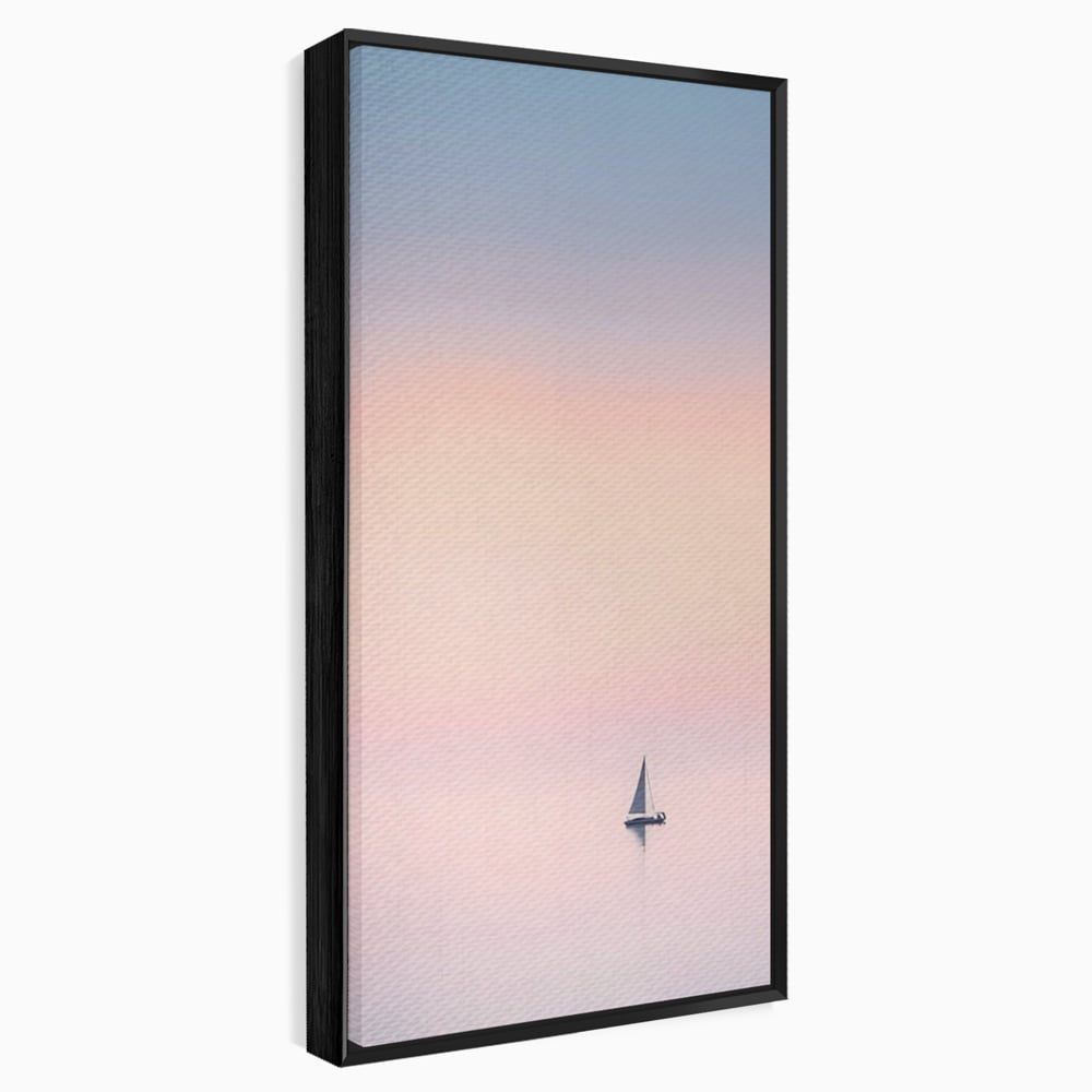 Tablou Canvas Premium LuxCanva® A1565, Undeva In Larg ,  Dormitor, Decorativ, Barca Cu Vele, Mare, Rasarit, Living, Culori Vibrante