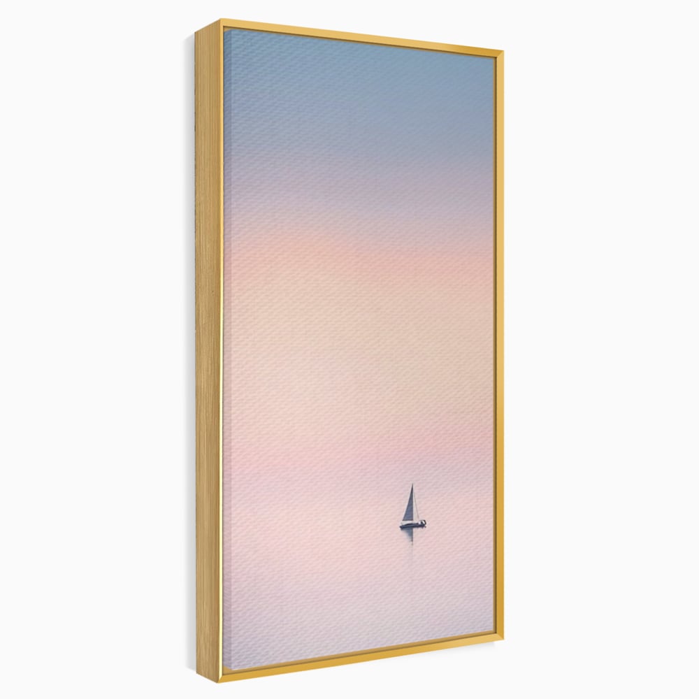 Tablou Canvas Premium LuxCanva® A1565, Undeva In Larg ,  Dormitor, Decorativ, Barca Cu Vele, Mare, Rasarit, Living, Culori Vibrante