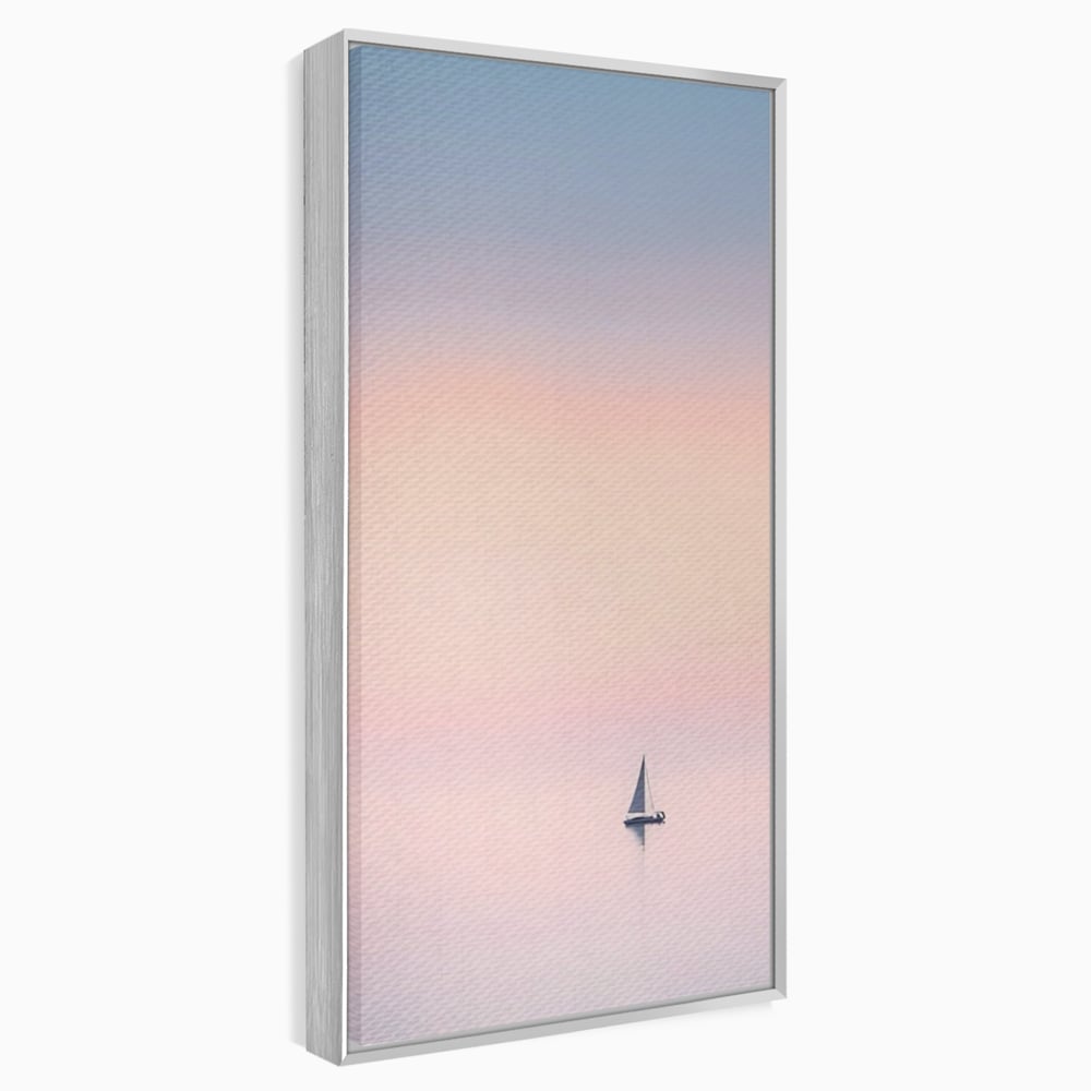 Tablou Canvas Premium LuxCanva® A1565, Undeva In Larg ,  Dormitor, Decorativ, Barca Cu Vele, Mare, Rasarit, Living, Culori Vibrante
