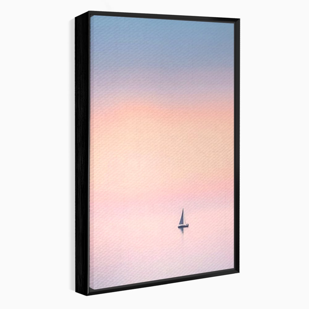 Tablou Canvas Premium LuxCanva® A1565, Undeva In Larg ,  Dormitor, Decorativ, Barca Cu Vele, Mare, Rasarit, Living, Culori Vibrante