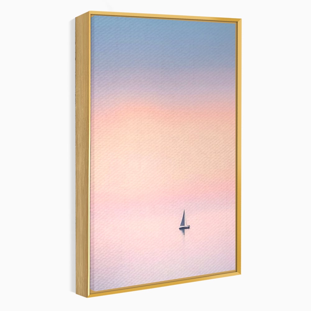 Tablou Canvas Premium LuxCanva® A1565, Undeva In Larg ,  Dormitor, Decorativ, Barca Cu Vele, Mare, Rasarit, Living, Culori Vibrante
