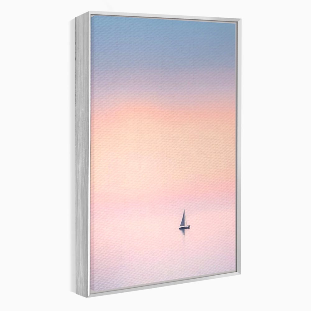 Tablou Canvas Premium LuxCanva® A1565, Undeva In Larg ,  Dormitor, Decorativ, Barca Cu Vele, Mare, Rasarit, Living, Culori Vibrante