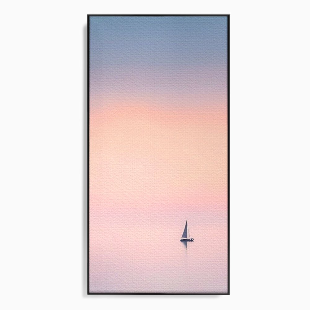 Tablou Canvas Premium LuxCanva® A1565, Undeva In Larg ,  Dormitor, Decorativ, Barca Cu Vele, Mare, Rasarit, Living, Culori Vibrante