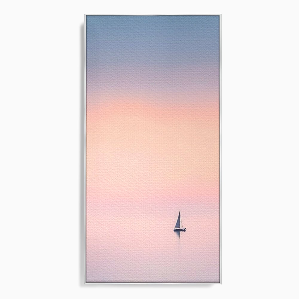 Tablou Canvas Premium LuxCanva® A1565, Undeva In Larg ,  Dormitor, Decorativ, Barca Cu Vele, Mare, Rasarit, Living, Culori Vibrante