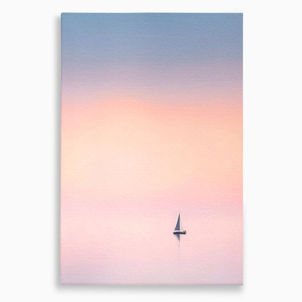 Tablou Canvas Premium LuxCanva® A1565, Undeva In Larg ,  Dormitor, Decorativ, Barca Cu Vele, Mare, Rasarit, Living, Culori Vibrante