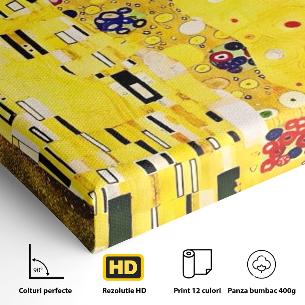 Tablou Canvas Premium LuxCanva® A1566, The Kiss , Room, Living, Gustav Klimt, Sarutul, Pictor, Cuplu, Living, Culori Vibrante