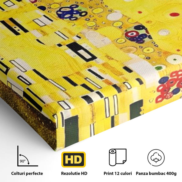 Tablou Canvas Premium LuxCanva® A1566, The Kiss , Room, Living, Gustav Klimt, Sarutul, Pictor, Cuplu, Living, Culori Vibrante
