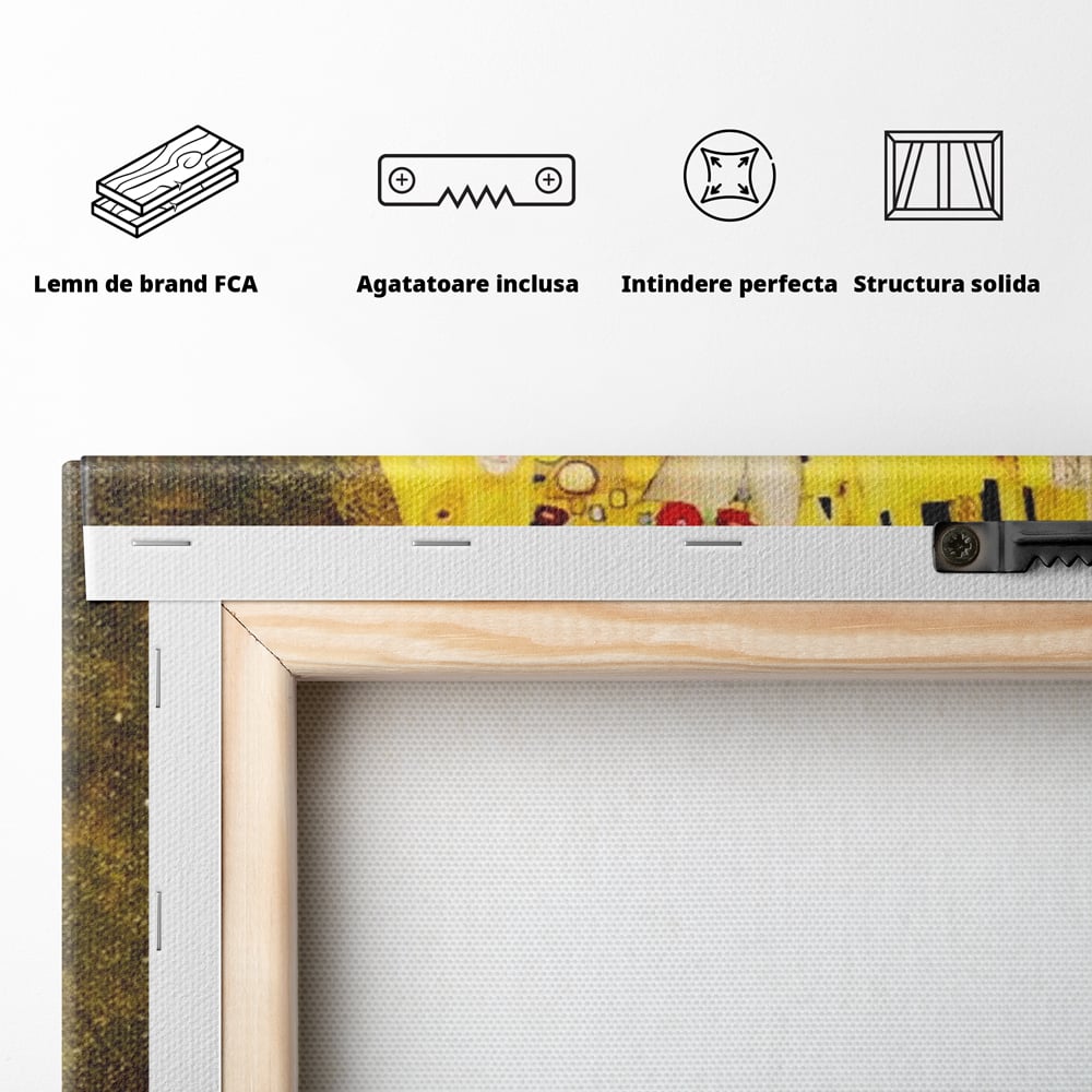 Tablou Canvas Premium LuxCanva® A1566, The Kiss , Room, Living, Gustav Klimt, Sarutul, Pictor, Cuplu, Living, Culori Vibrante