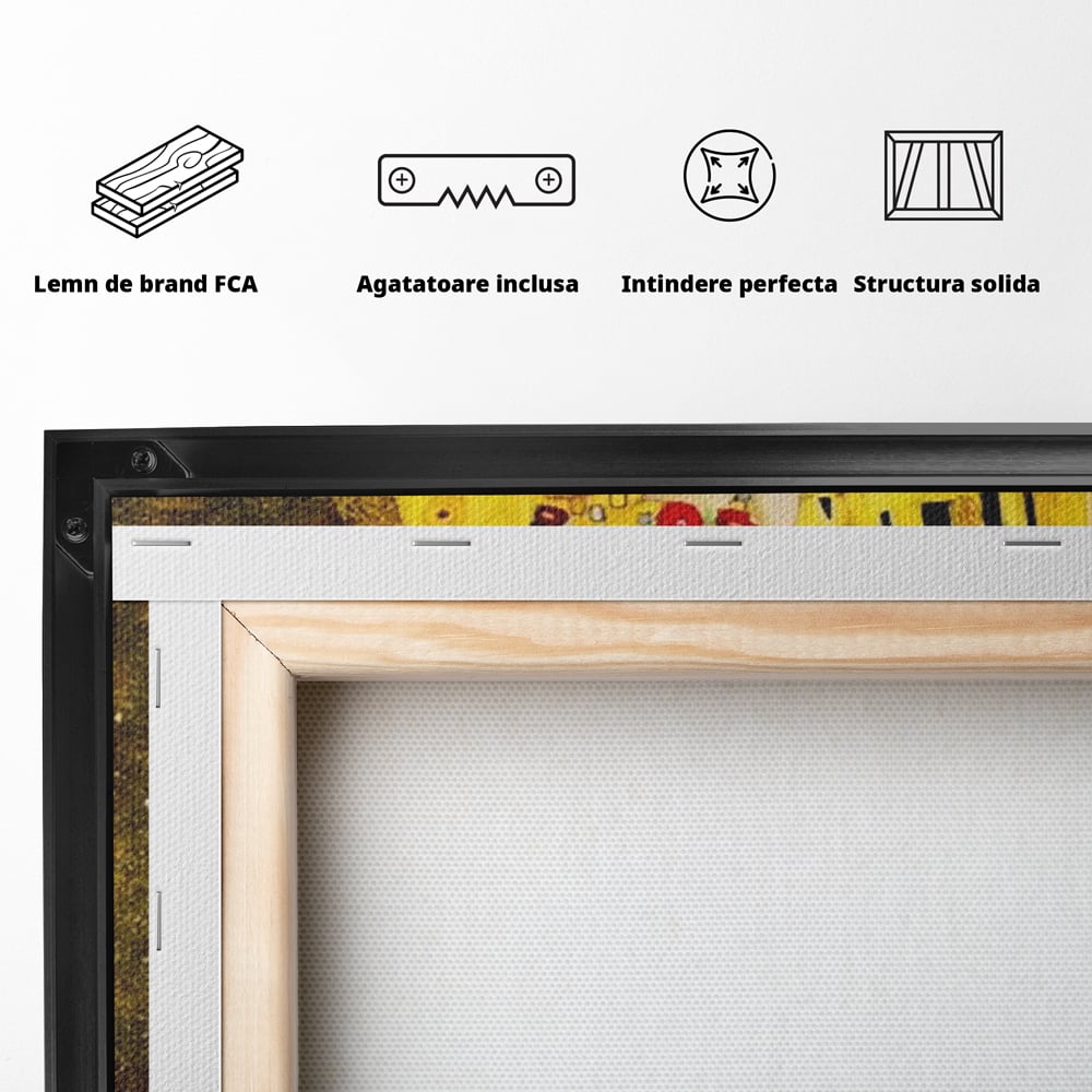 Tablou Canvas Premium LuxCanva® A1566, The Kiss , Room, Living, Gustav Klimt, Sarutul, Pictor, Cuplu, Living, Culori Vibrante