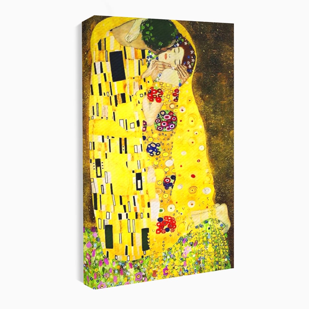 Tablou Canvas Premium LuxCanva® A1566, The Kiss , Room, Living, Gustav Klimt, Sarutul, Pictor, Cuplu, Living, Culori Vibrante