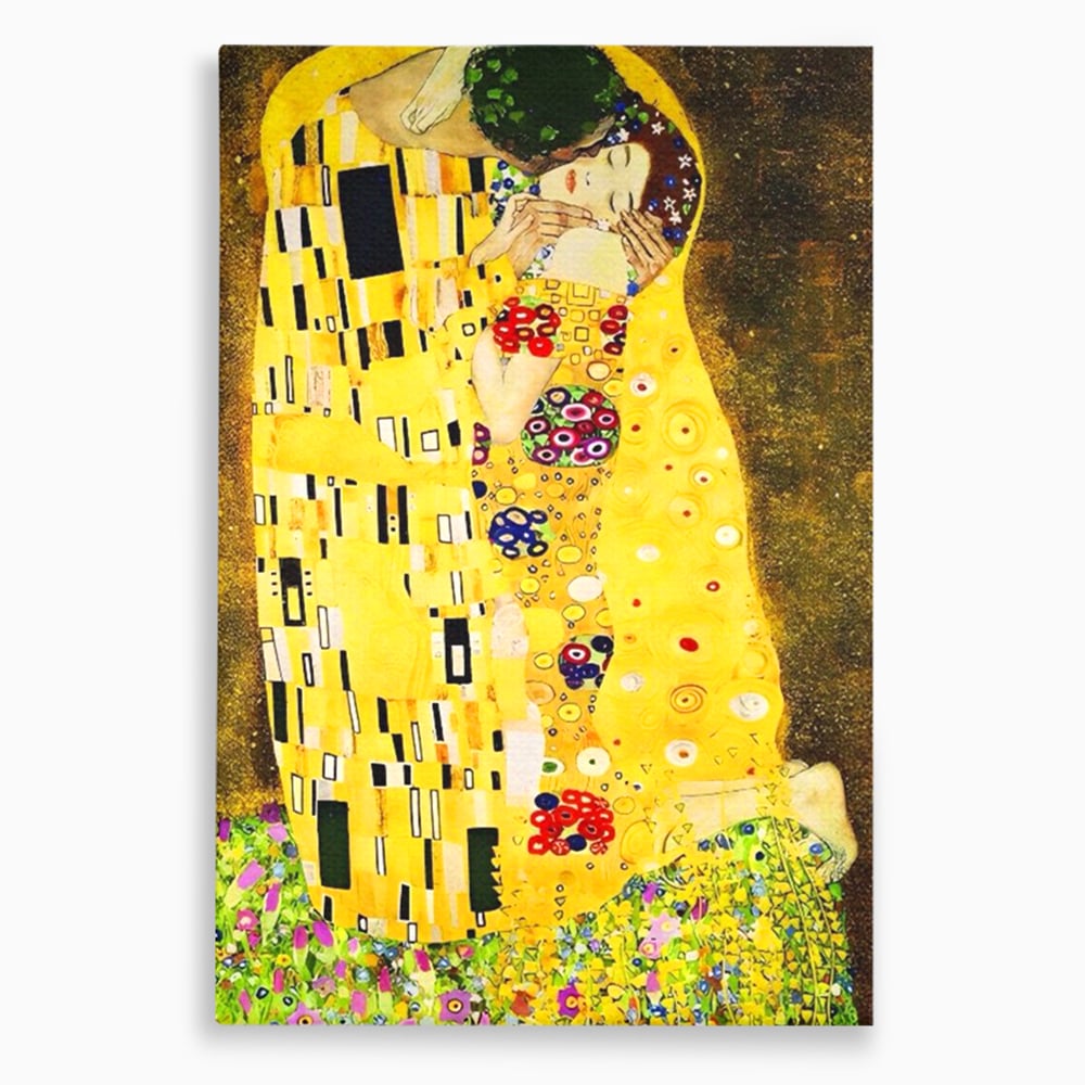 Tablou Canvas Premium LuxCanva® A1566, The Kiss , Room, Living, Gustav Klimt, Sarutul, Pictor, Cuplu, Living, Culori Vibrante