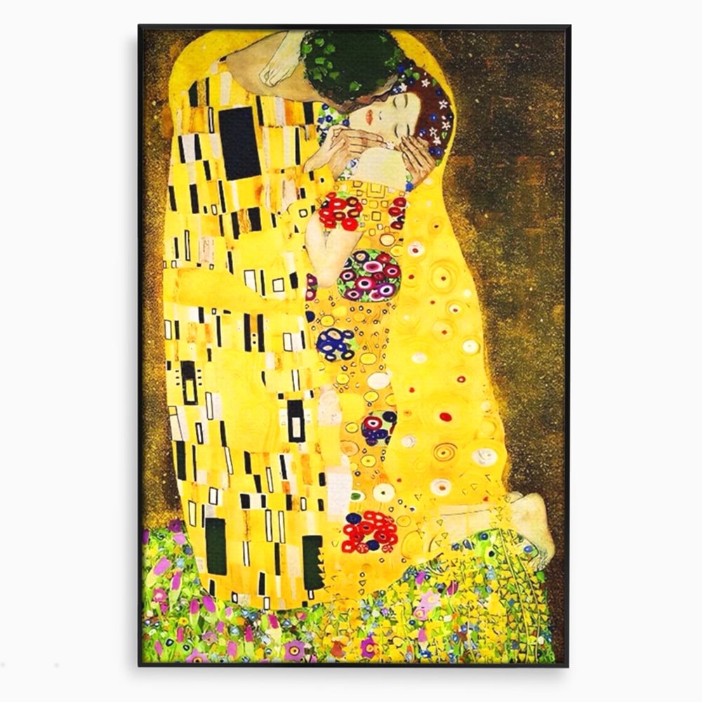 Tablou Canvas Premium LuxCanva® A1566, The Kiss , Room, Living, Gustav Klimt, Sarutul, Pictor, Cuplu, Living, Culori Vibrante