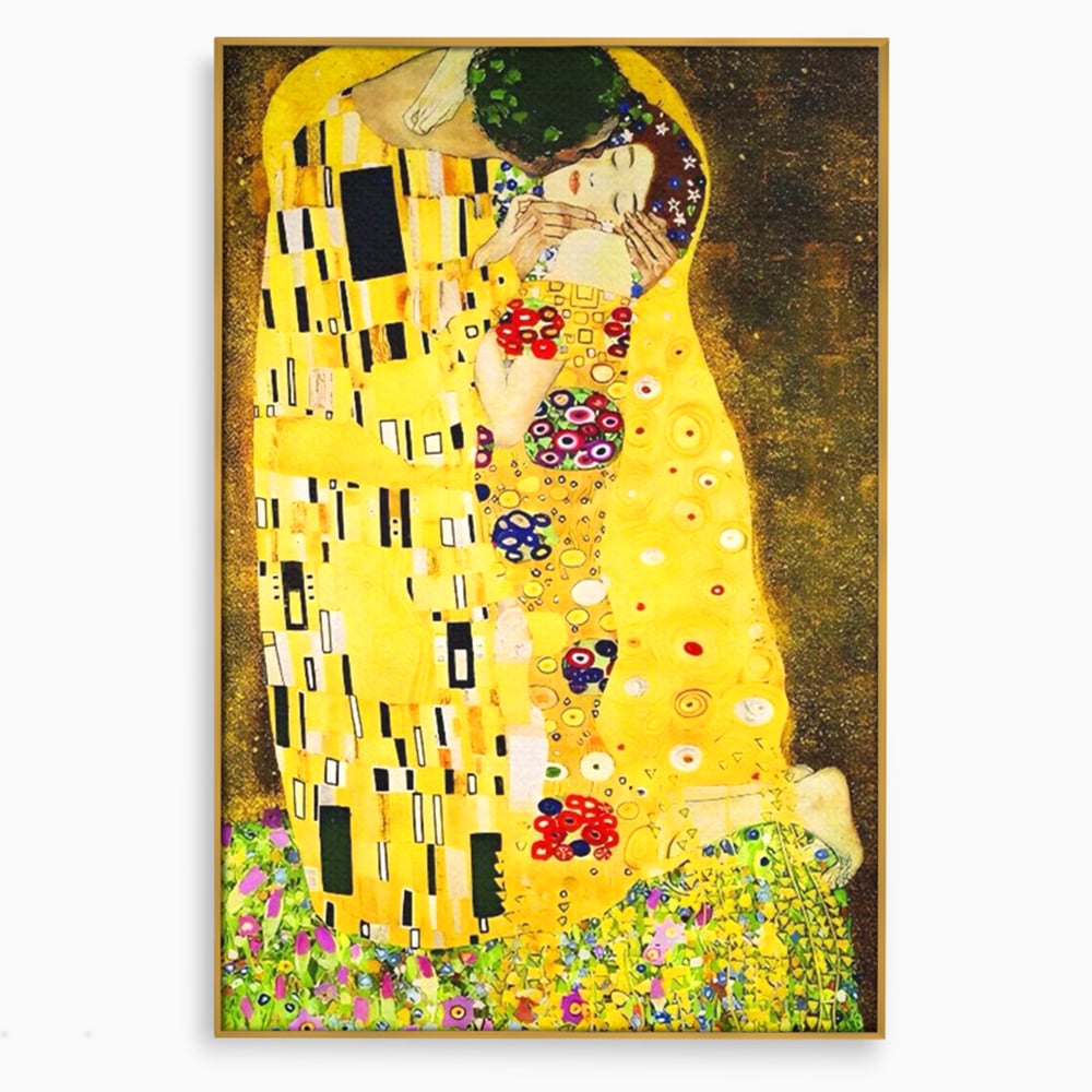 Tablou Canvas Premium LuxCanva® A1566, The Kiss , Room, Living, Gustav Klimt, Sarutul, Pictor, Cuplu, Living, Culori Vibrante
