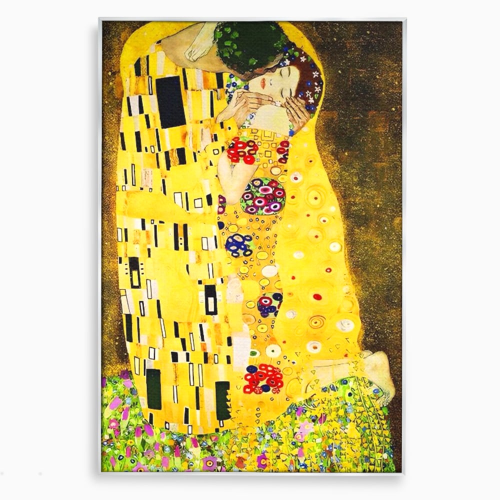Tablou Canvas Premium LuxCanva® A1566, The Kiss , Room, Living, Gustav Klimt, Sarutul, Pictor, Cuplu, Living, Culori Vibrante