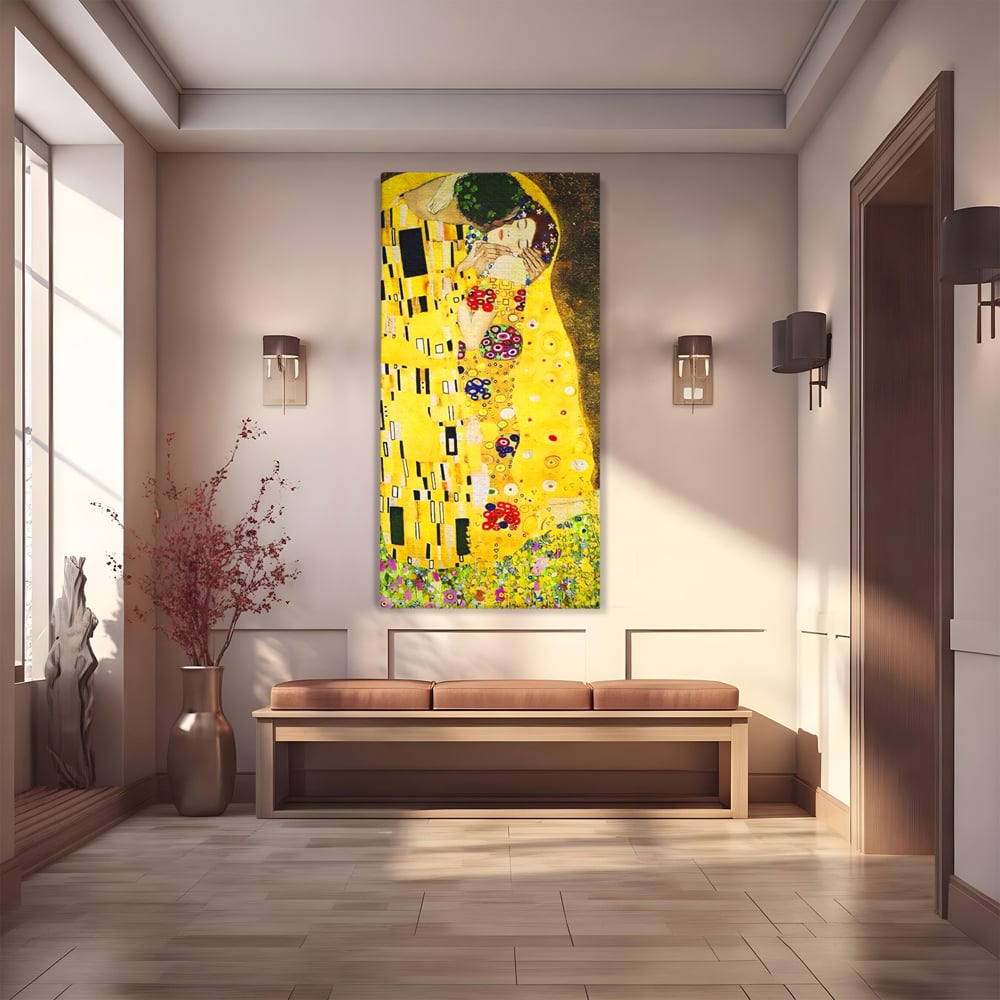 Tablou Canvas Premium LuxCanva® A1566, The Kiss , Room, Living, Gustav Klimt, Sarutul, Pictor, Cuplu, Living, Culori Vibrante