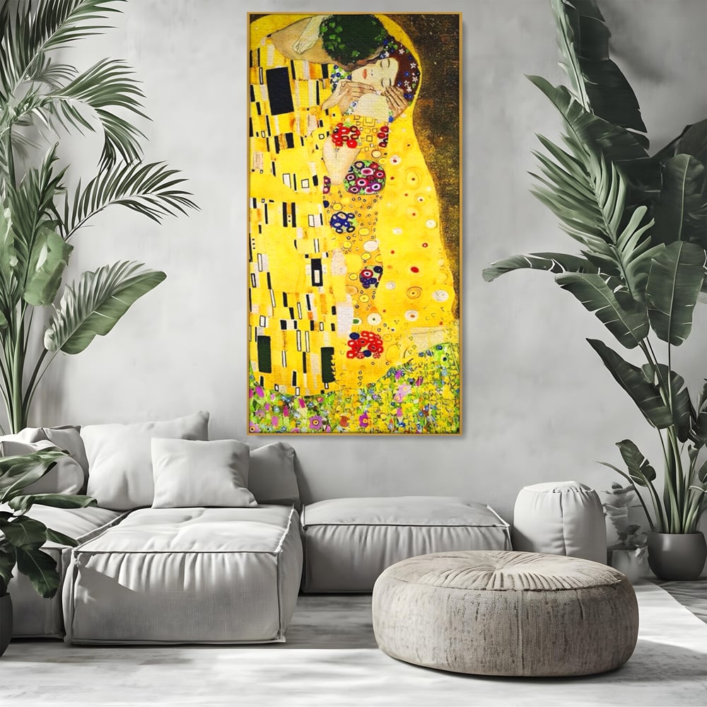 Tablou Canvas Premium LuxCanva® A1566, The Kiss , Room, Living, Gustav Klimt, Sarutul, Pictor, Cuplu, Living, Culori Vibrante