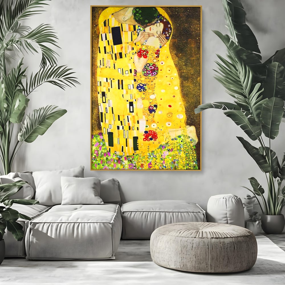 Tablou Canvas Premium LuxCanva® A1566, The Kiss , Room, Living, Gustav Klimt, Sarutul, Pictor, Cuplu, Living, Culori Vibrante