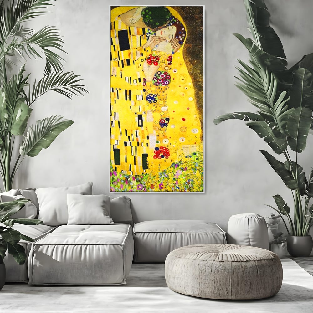Tablou Canvas Premium LuxCanva® A1566, The Kiss , Room, Living, Gustav Klimt, Sarutul, Pictor, Cuplu, Living, Culori Vibrante