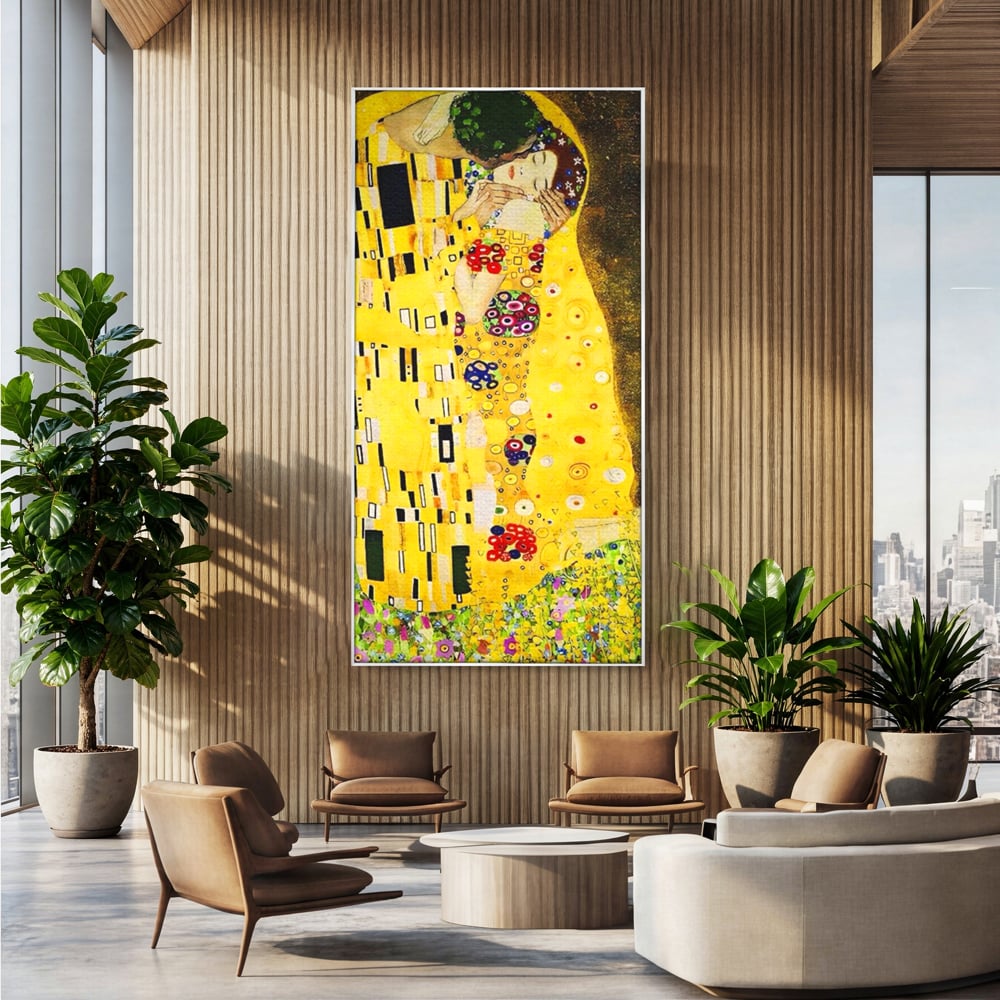 Tablou Canvas Premium LuxCanva® A1566, The Kiss , Room, Living, Gustav Klimt, Sarutul, Pictor, Cuplu, Living, Culori Vibrante