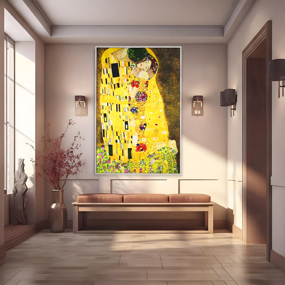 Tablou Canvas Premium LuxCanva® A1566, The Kiss , Room, Living, Gustav Klimt, Sarutul, Pictor, Cuplu, Living, Culori Vibrante