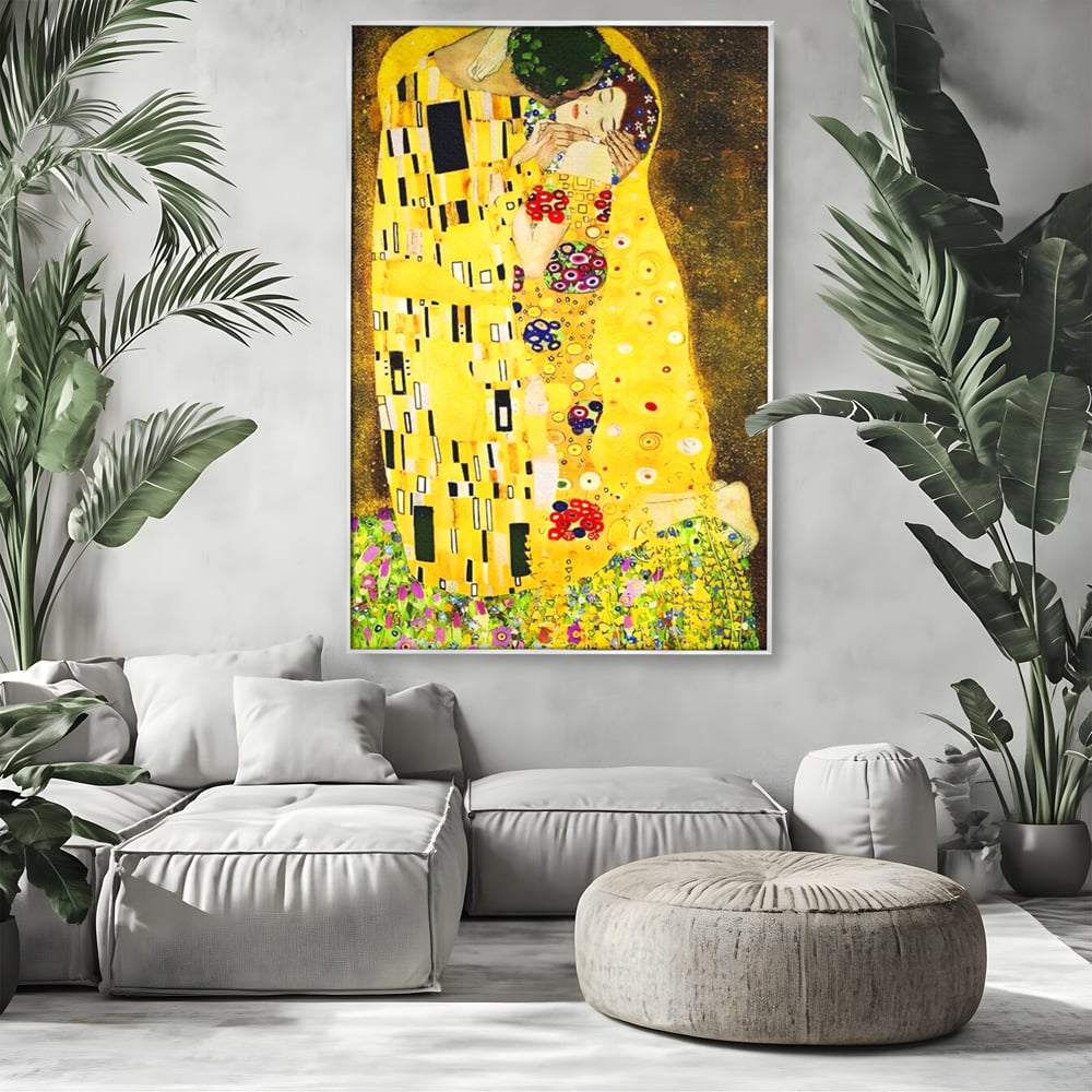 Tablou Canvas Premium LuxCanva® A1566, The Kiss , Room, Living, Gustav Klimt, Sarutul, Pictor, Cuplu, Living, Culori Vibrante