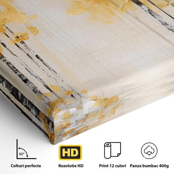 Tablou Canvas Premium LuxCanva® A1567, Copaci Aurii , Room, Living, Pom, Ploaie, Picaturi, Living, Culori Vibrante
