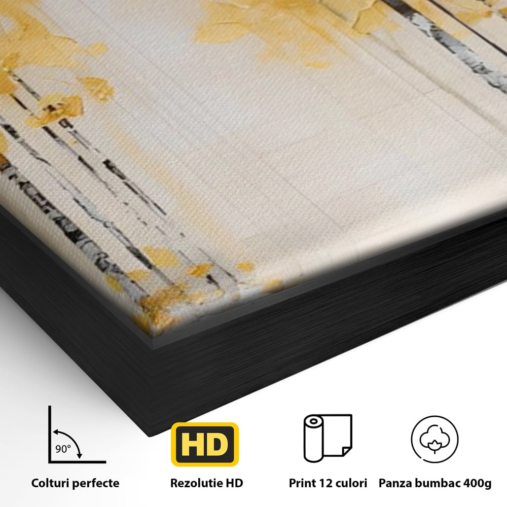 Tablou Canvas Premium LuxCanva® A1567, Copaci Aurii , Room, Living, Pom, Ploaie, Picaturi, Living, Culori Vibrante