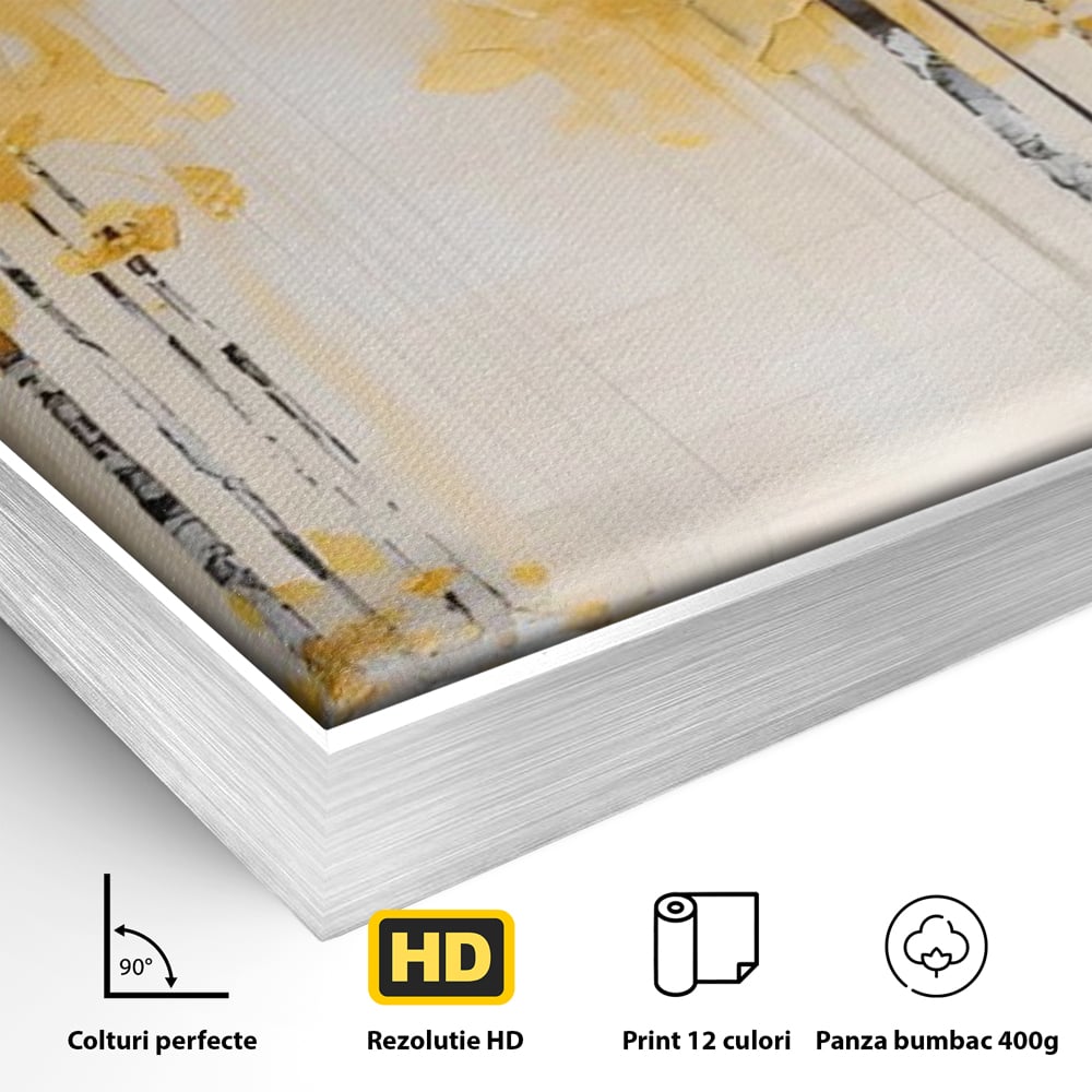 Tablou Canvas Premium LuxCanva® A1567, Copaci Aurii , Room, Living, Pom, Ploaie, Picaturi, Living, Culori Vibrante