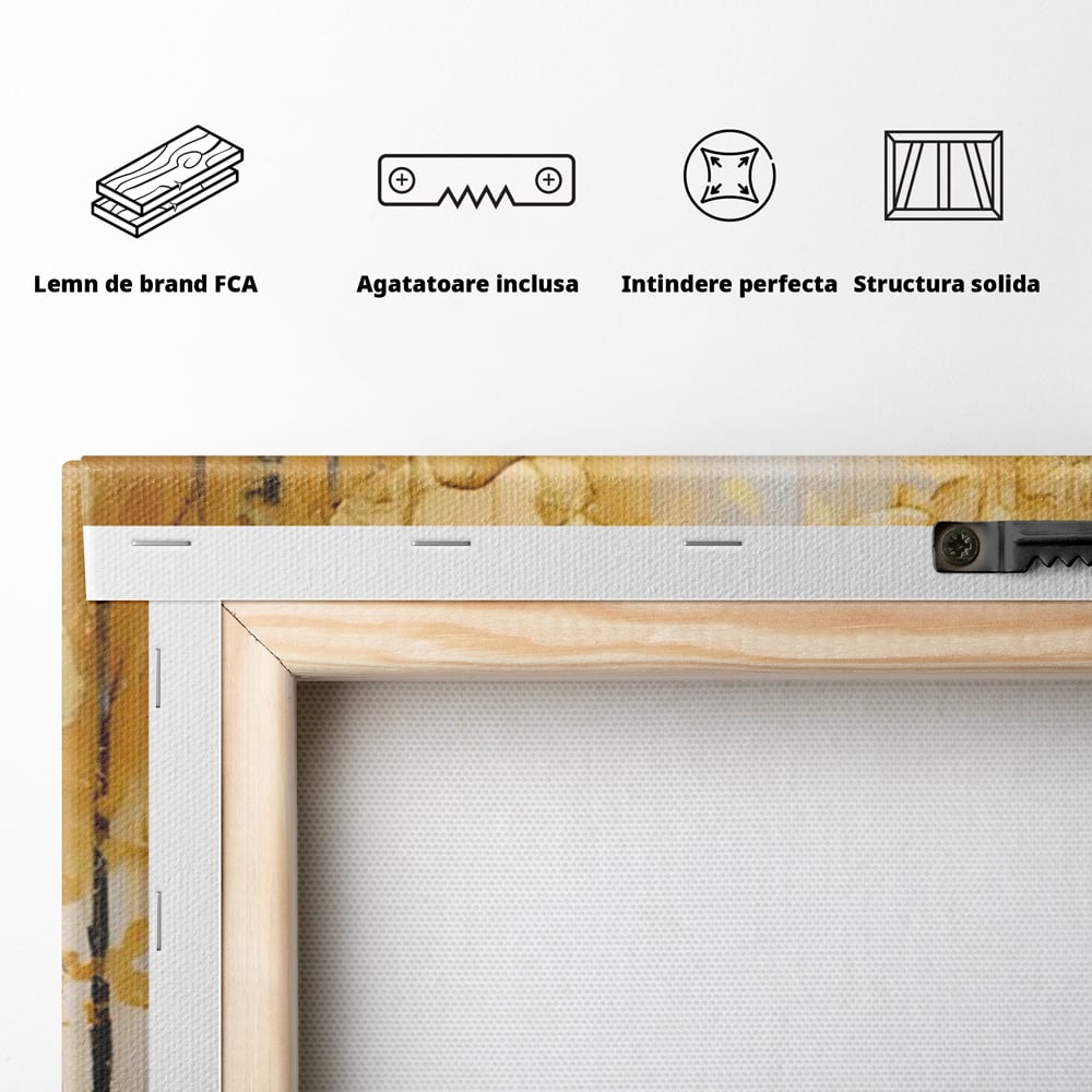 Tablou Canvas Premium LuxCanva® A1567, Copaci Aurii , Room, Living, Pom, Ploaie, Picaturi, Living, Culori Vibrante