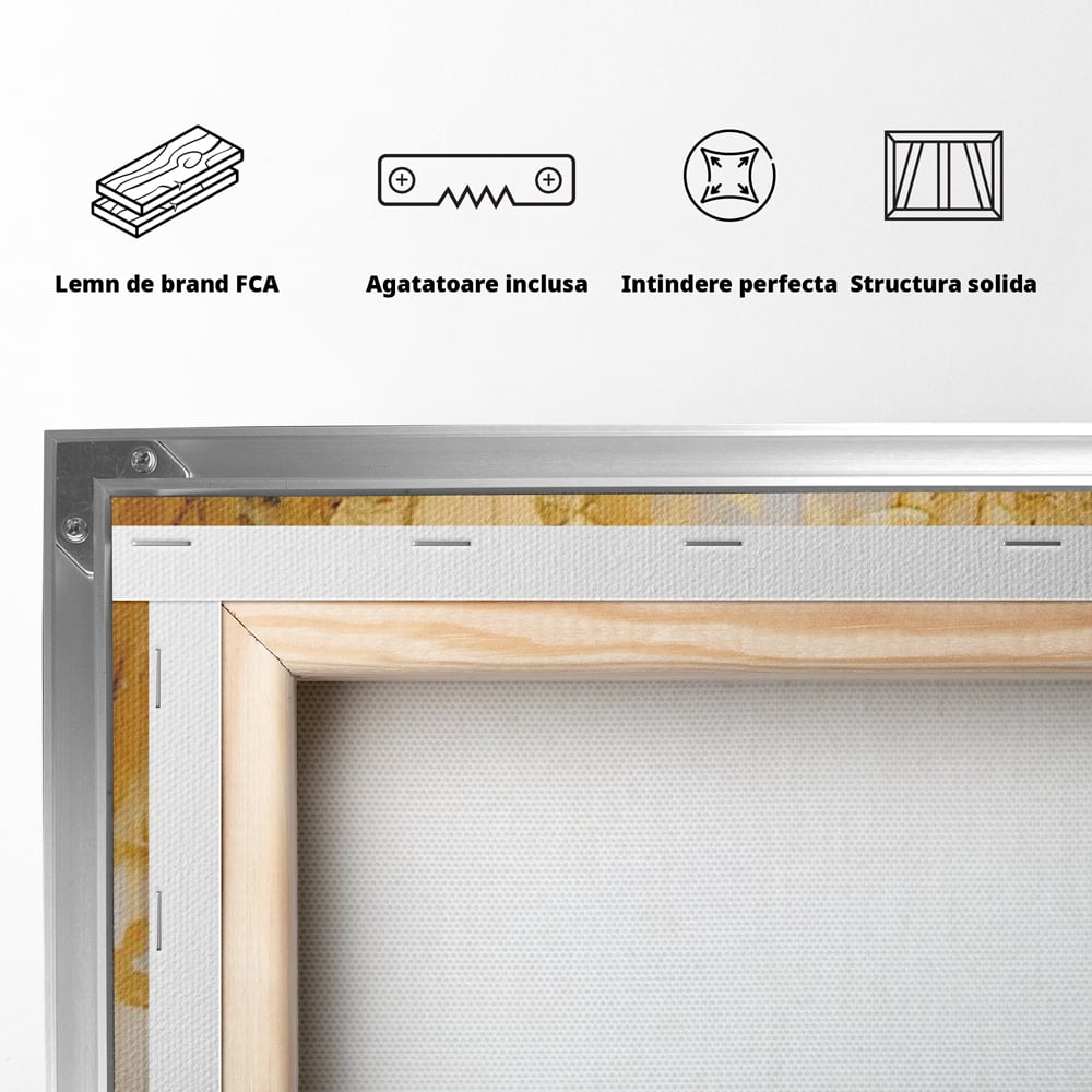 Tablou Canvas Premium LuxCanva® A1567, Copaci Aurii , Room, Living, Pom, Ploaie, Picaturi, Living, Culori Vibrante