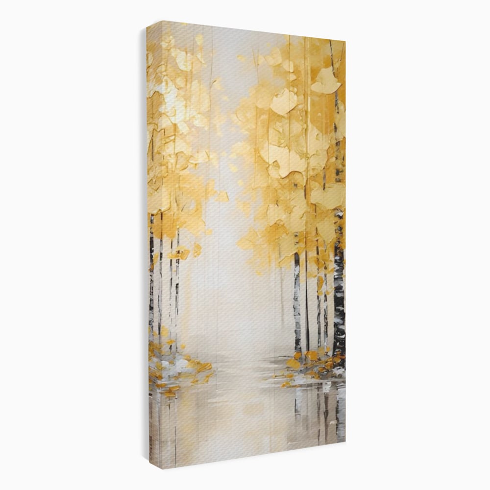 Tablou Canvas Premium LuxCanva® A1567, Copaci Aurii , Room, Living, Pom, Ploaie, Picaturi, Living, Culori Vibrante