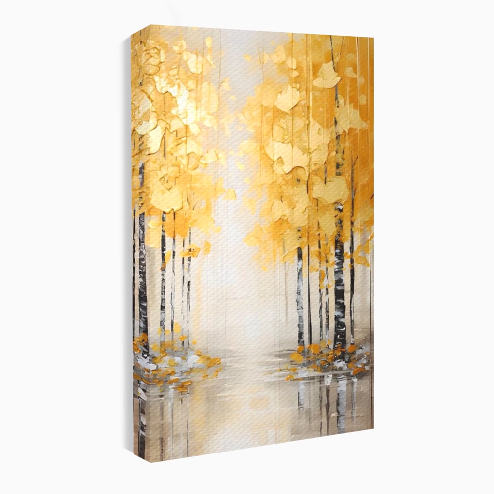 Tablou Canvas Premium LuxCanva® A1567, Copaci Aurii , Room, Living, Pom, Ploaie, Picaturi, Living, Culori Vibrante