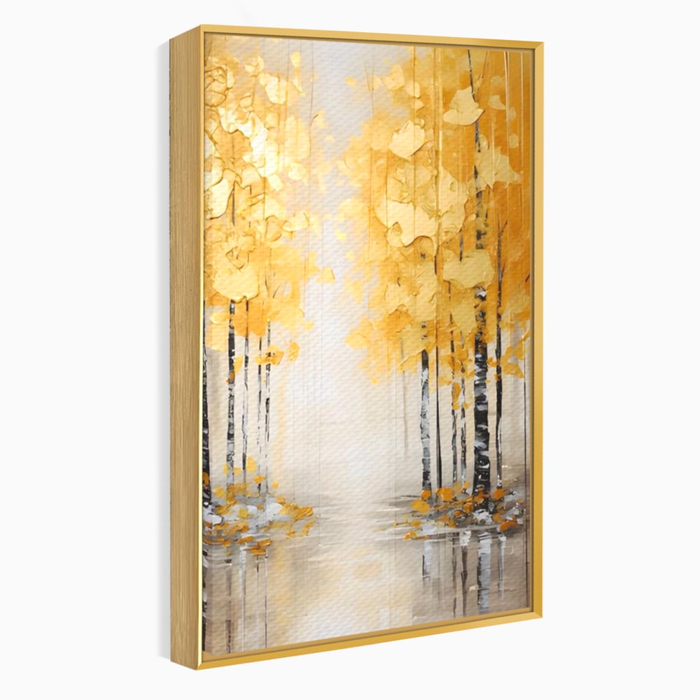 Tablou Canvas Premium LuxCanva® A1567, Copaci Aurii , Room, Living, Pom, Ploaie, Picaturi, Living, Culori Vibrante