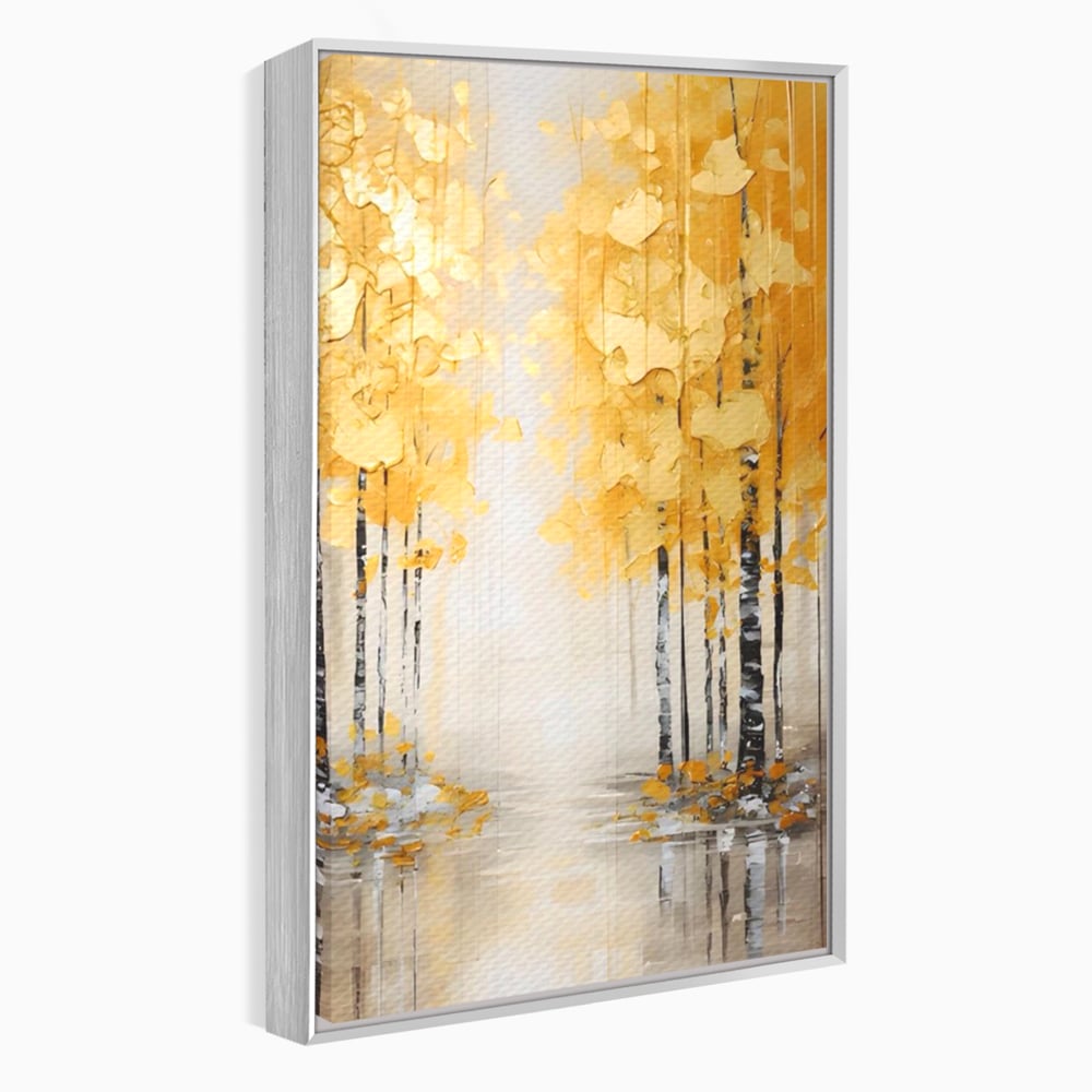 Tablou Canvas Premium LuxCanva® A1567, Copaci Aurii , Room, Living, Pom, Ploaie, Picaturi, Living, Culori Vibrante
