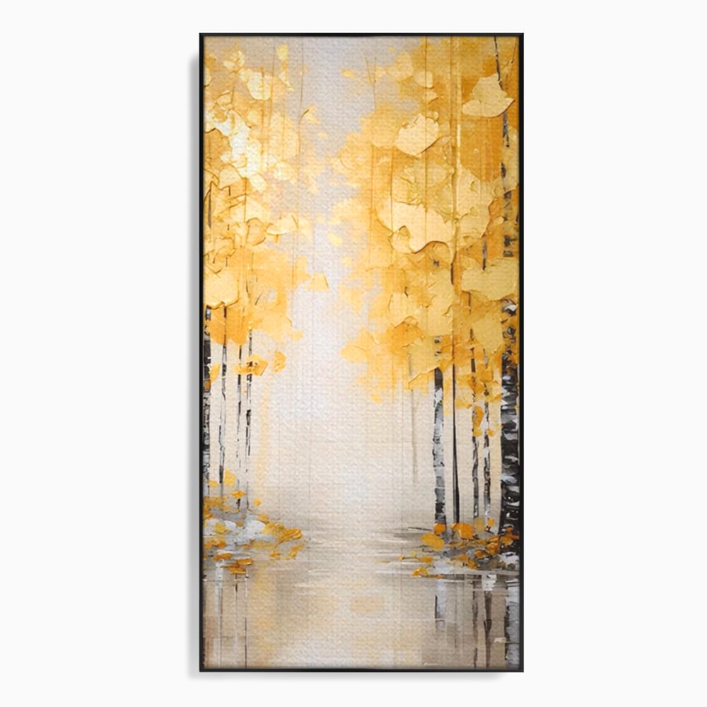 Tablou Canvas Premium LuxCanva® A1567, Copaci Aurii , Room, Living, Pom, Ploaie, Picaturi, Living, Culori Vibrante