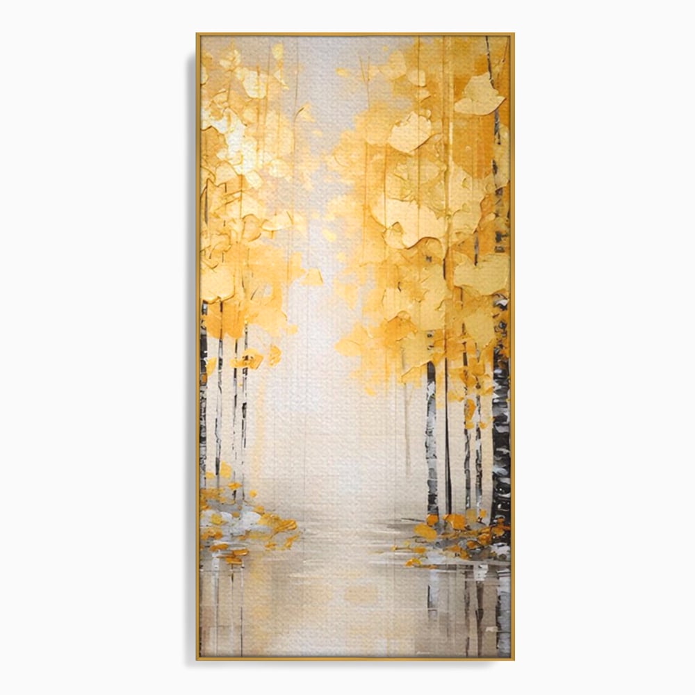 Tablou Canvas Premium LuxCanva® A1567, Copaci Aurii , Room, Living, Pom, Ploaie, Picaturi, Living, Culori Vibrante