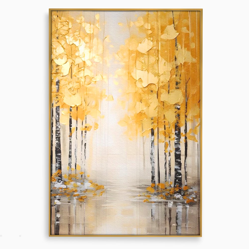 Tablou Canvas Premium LuxCanva® A1567, Copaci Aurii , Room, Living, Pom, Ploaie, Picaturi, Living, Culori Vibrante