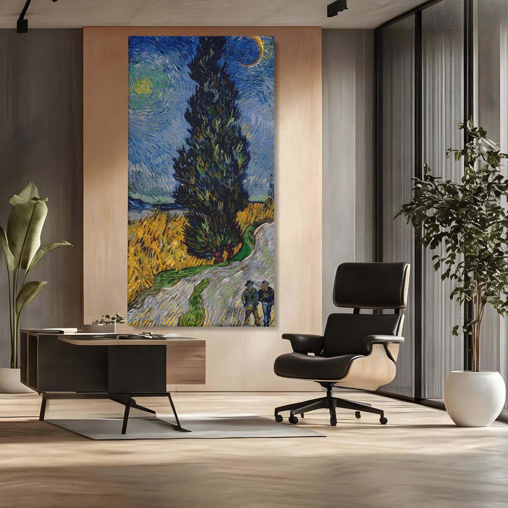 Tablou Canvas Premium LuxCanva® A1568, Drum Cu Cypress Si Star , Room, Van Gogh, Pictor, Artist, Living, Culori Vibrante