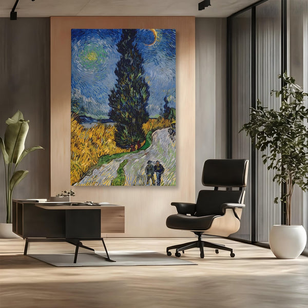 Tablou Canvas Premium LuxCanva® A1568, Drum Cu Cypress Si Star , Room, Van Gogh, Pictor, Artist, Living, Culori Vibrante