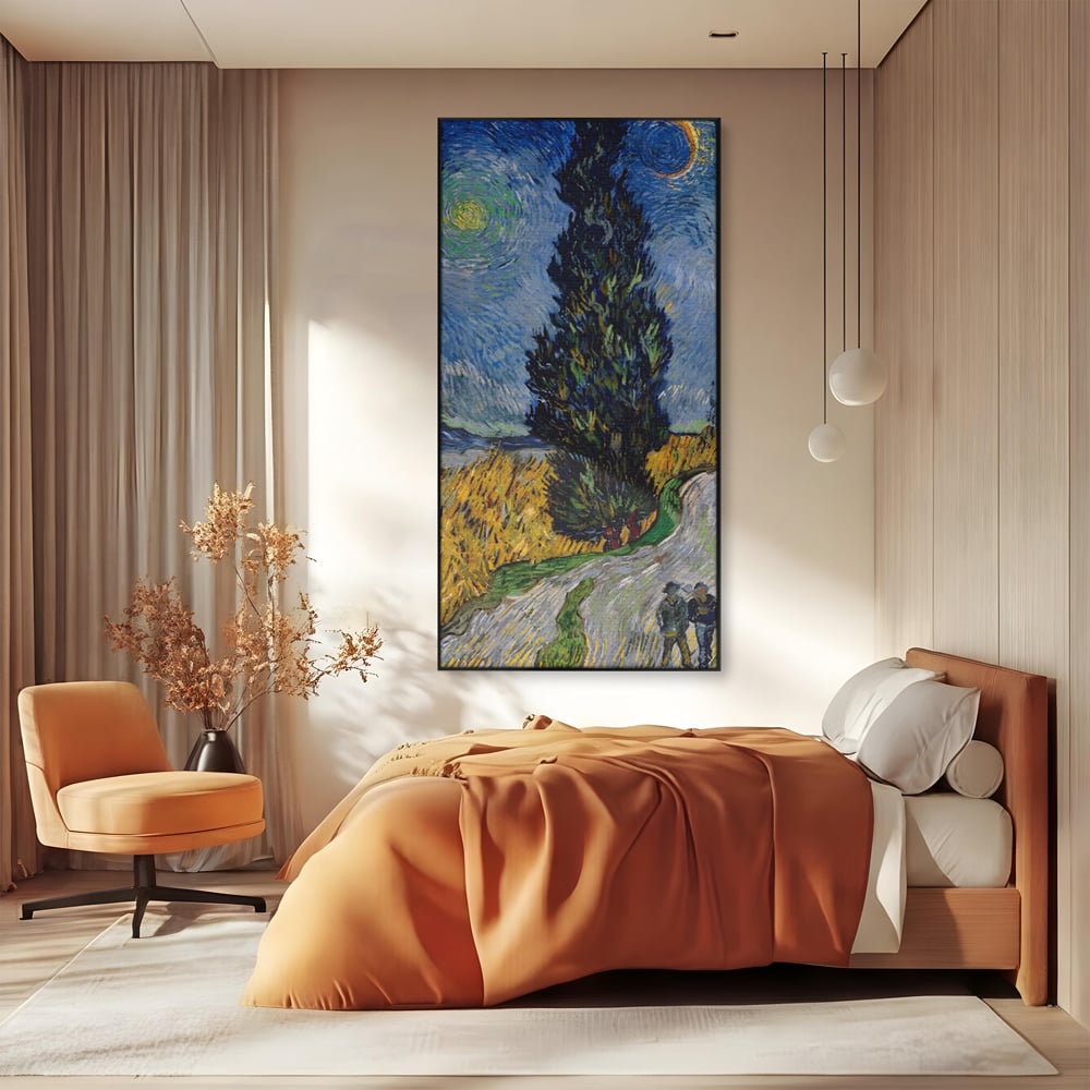 Tablou Canvas Premium LuxCanva® A1568, Drum Cu Cypress Si Star , Room, Van Gogh, Pictor, Artist, Living, Culori Vibrante