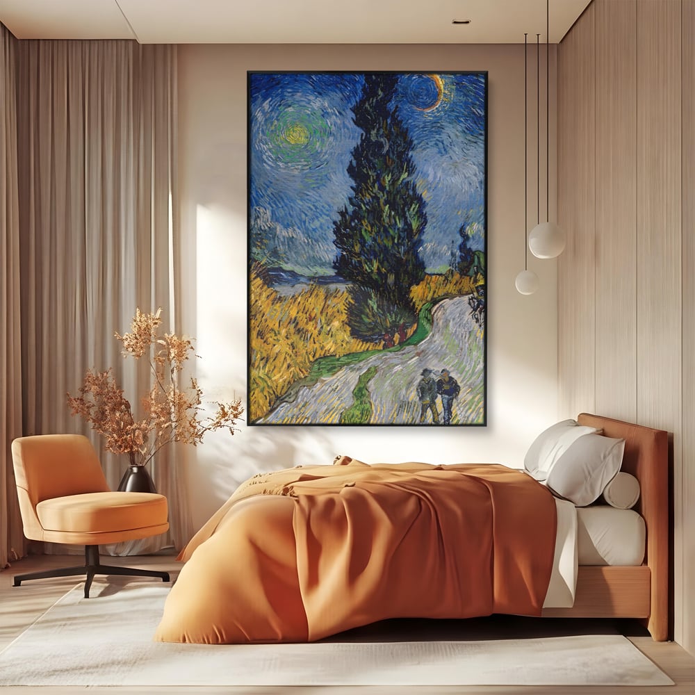 Tablou Canvas Premium LuxCanva® A1568, Drum Cu Cypress Si Star , Room, Van Gogh, Pictor, Artist, Living, Culori Vibrante