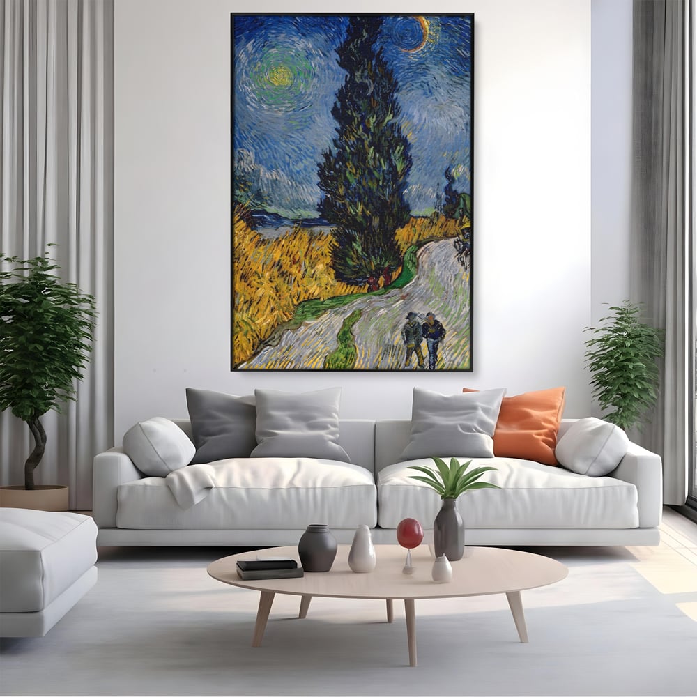 Tablou Canvas Premium LuxCanva® A1568, Drum Cu Cypress Si Star , Room, Van Gogh, Pictor, Artist, Living, Culori Vibrante