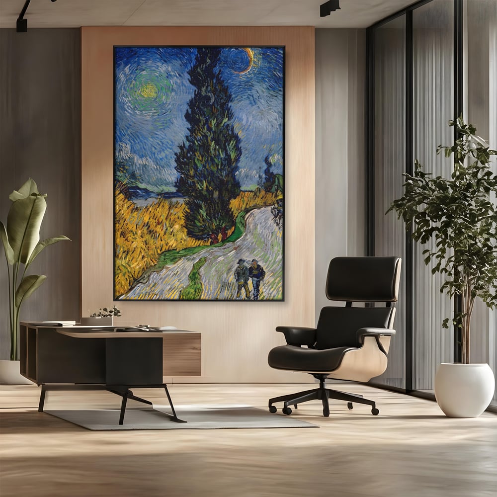 Tablou Canvas Premium LuxCanva® A1568, Drum Cu Cypress Si Star , Room, Van Gogh, Pictor, Artist, Living, Culori Vibrante