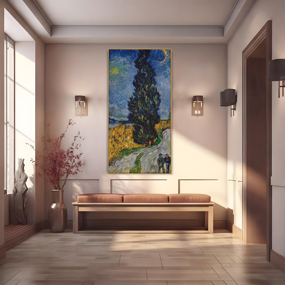 Tablou Canvas Premium LuxCanva® A1568, Drum Cu Cypress Si Star , Room, Van Gogh, Pictor, Artist, Living, Culori Vibrante