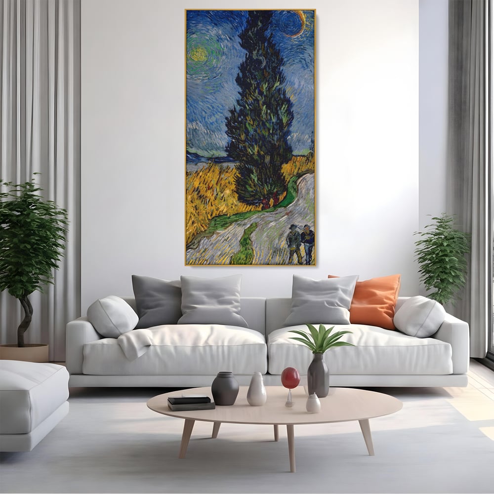 Tablou Canvas Premium LuxCanva® A1568, Drum Cu Cypress Si Star , Room, Van Gogh, Pictor, Artist, Living, Culori Vibrante