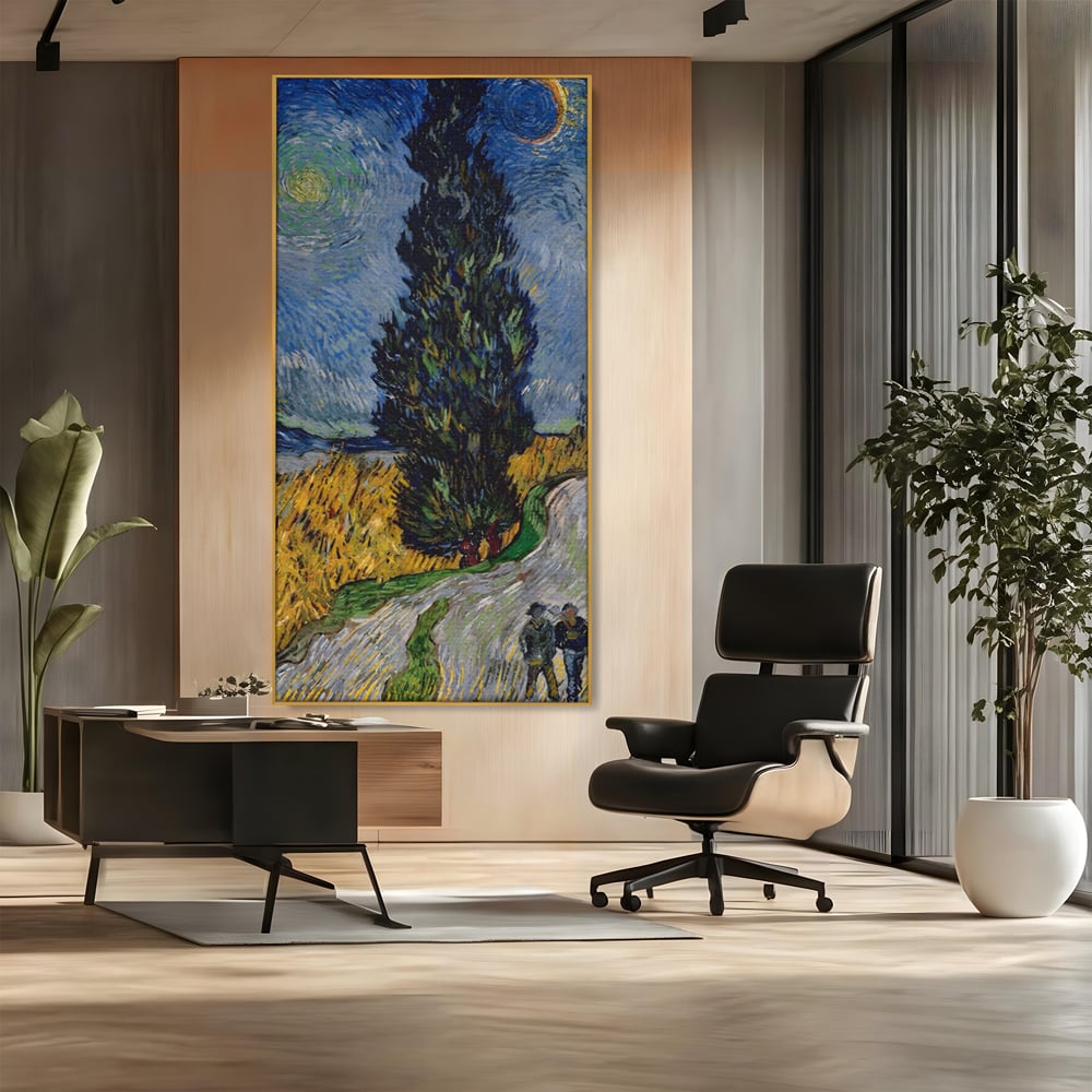 Tablou Canvas Premium LuxCanva® A1568, Drum Cu Cypress Si Star , Room, Van Gogh, Pictor, Artist, Living, Culori Vibrante