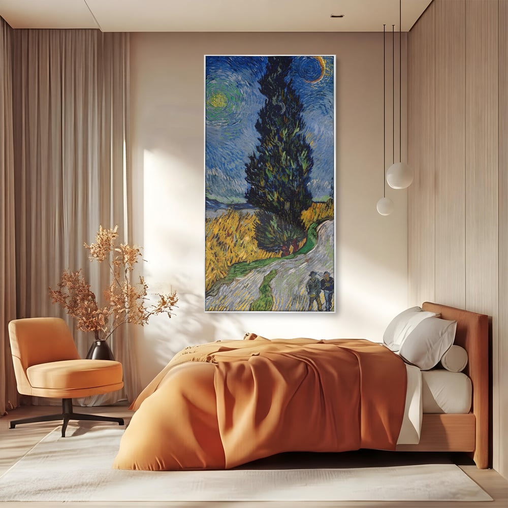 Tablou Canvas Premium LuxCanva® A1568, Drum Cu Cypress Si Star , Room, Van Gogh, Pictor, Artist, Living, Culori Vibrante