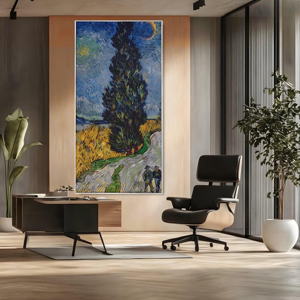Tablou Canvas Premium LuxCanva® A1568, Drum Cu Cypress Si Star , Room, Van Gogh, Pictor, Artist, Living, Culori Vibrante
