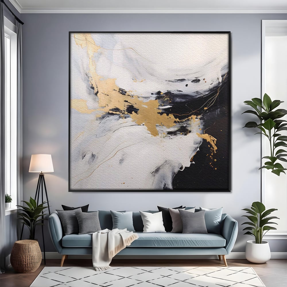 Tablou Canvas Premium LuxCanva® A1569, Armonia Abstractului , Room, Auriu, Marmura, Alb, Abstract, Living, Culori Vibrante