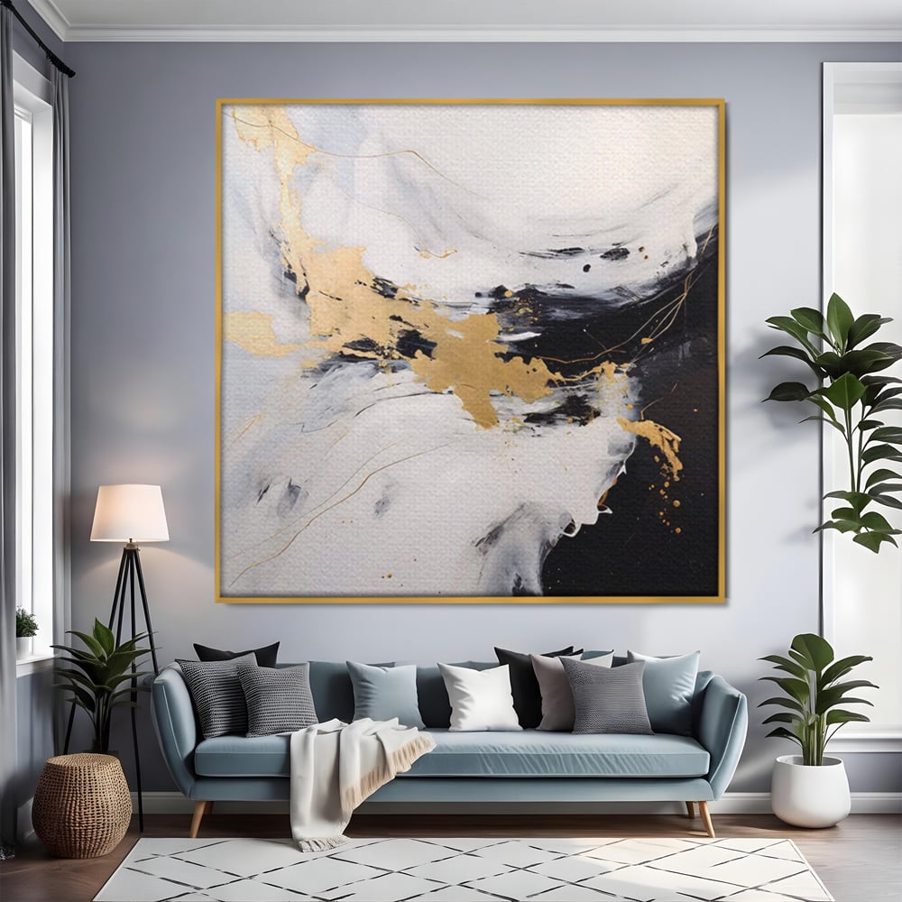 Tablou Canvas Premium LuxCanva® A1569, Armonia Abstractului , Room, Auriu, Marmura, Alb, Abstract, Living, Culori Vibrante